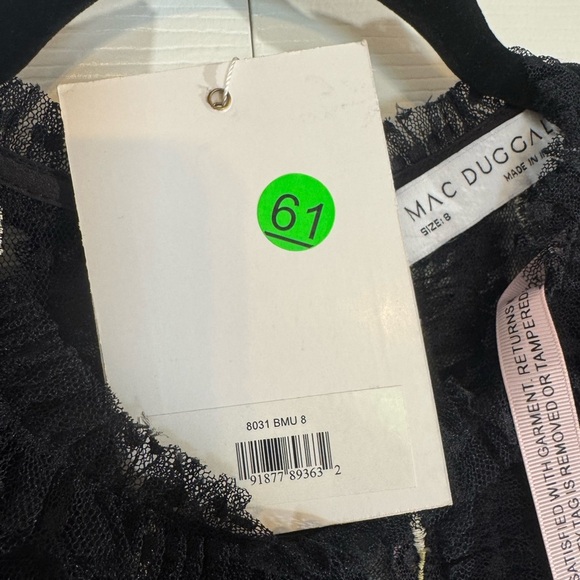 Mac Duggal Black Floral Embroidered Dress NWT Size 8 Style #8031 - Picture 5 of 7